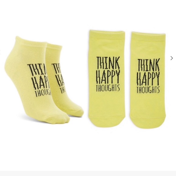 ❣️3/$15❣️ THINK HAPPY THOUGHTS Ankle Socks - Picture 2 of 3